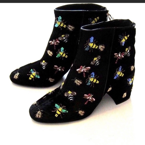 Zara Shoes - NWOB Zara Beaded Embroidered Velvet Ankle Boots 9